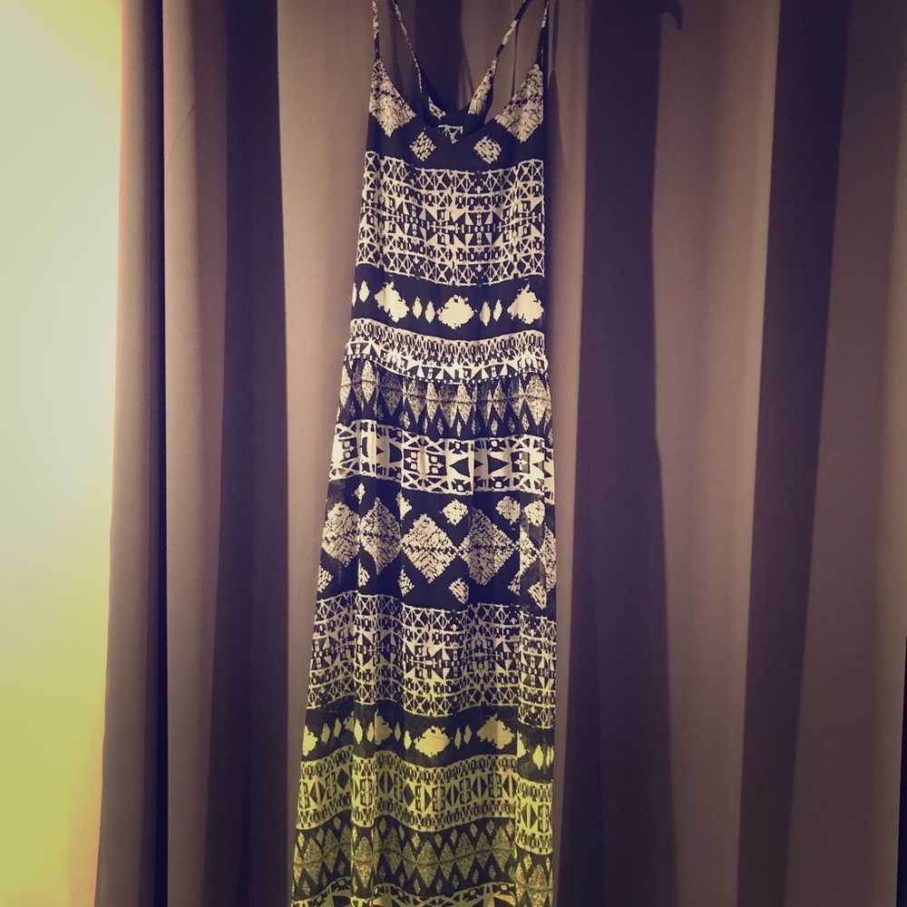 Lime green and black maxi dress